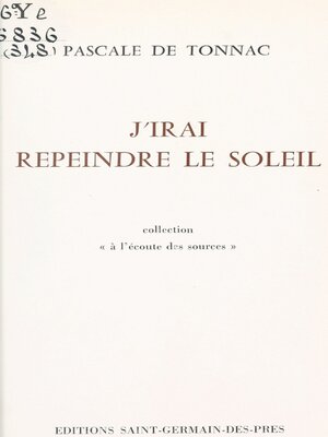 cover image of J'irai repeindre le soleil
